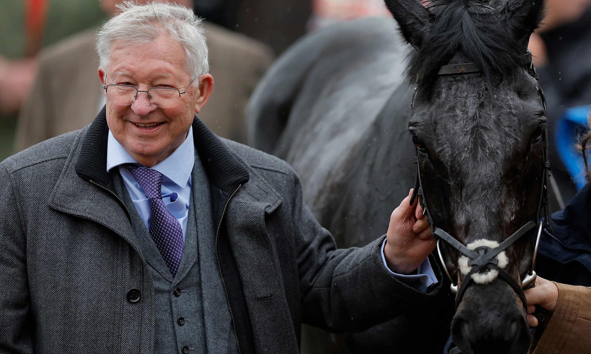 Ferguson bên chú ngựa đua Monmiral ở một kỳ giải đua ngựa lừng danh Cheltenham.