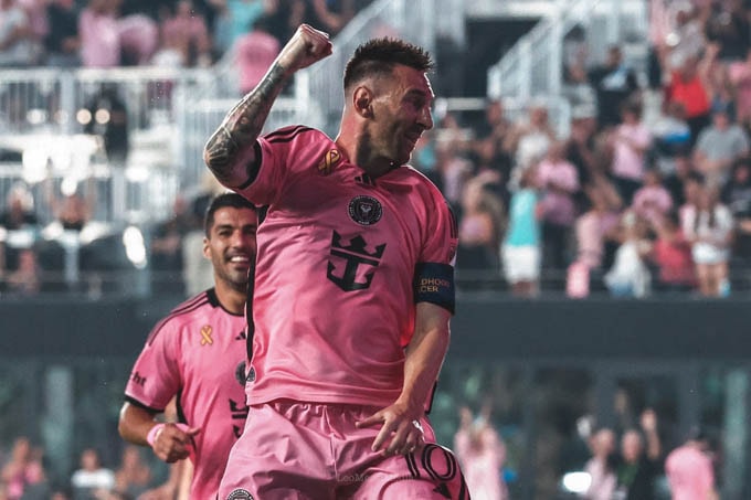 Niềm vui của Messi sau khi ghi bàn vào lưới Philadelphia Union 